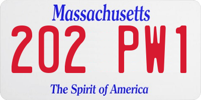 MA license plate 202PW1