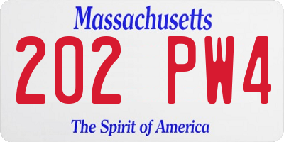 MA license plate 202PW4