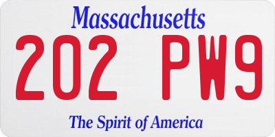 MA license plate 202PW9