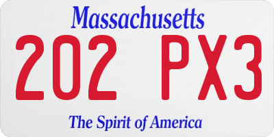 MA license plate 202PX3