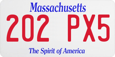 MA license plate 202PX5