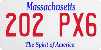 MA license plate 202PX6