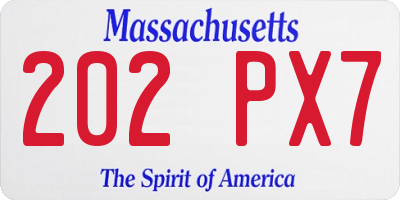 MA license plate 202PX7