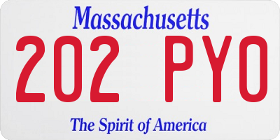 MA license plate 202PY0