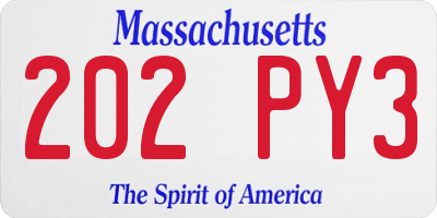 MA license plate 202PY3