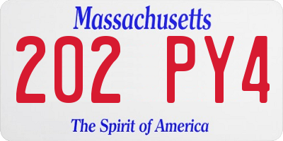 MA license plate 202PY4