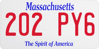 MA license plate 202PY6