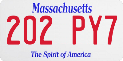 MA license plate 202PY7