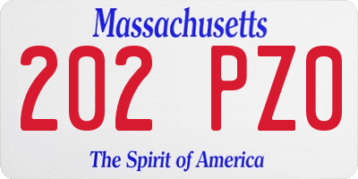 MA license plate 202PZ0