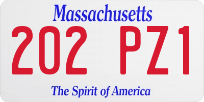 MA license plate 202PZ1
