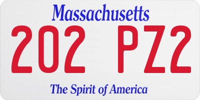 MA license plate 202PZ2