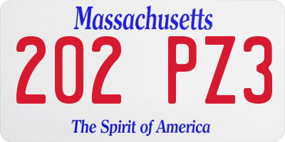 MA license plate 202PZ3