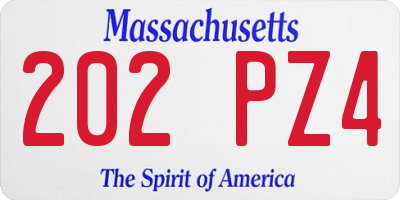 MA license plate 202PZ4