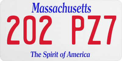 MA license plate 202PZ7