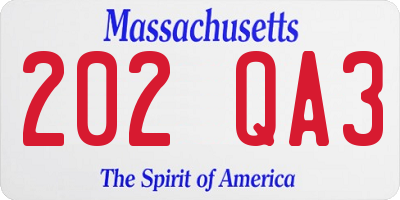 MA license plate 202QA3