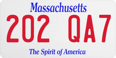 MA license plate 202QA7
