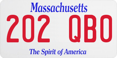 MA license plate 202QB0