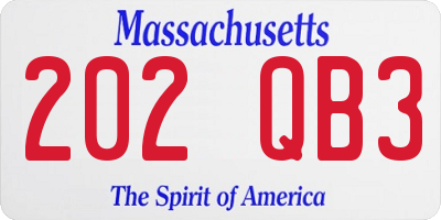 MA license plate 202QB3