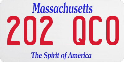 MA license plate 202QC0