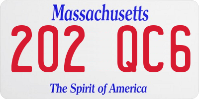 MA license plate 202QC6