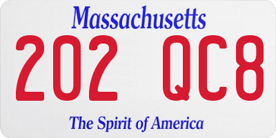 MA license plate 202QC8