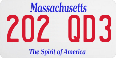MA license plate 202QD3