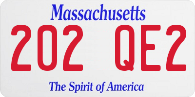 MA license plate 202QE2