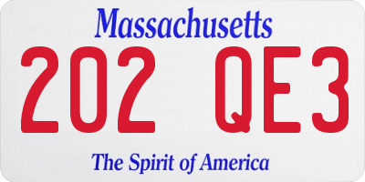 MA license plate 202QE3