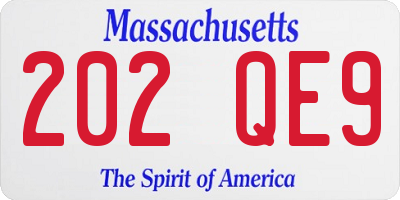 MA license plate 202QE9