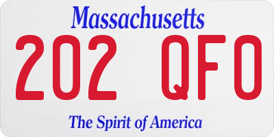 MA license plate 202QF0
