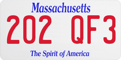 MA license plate 202QF3