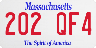 MA license plate 202QF4