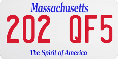 MA license plate 202QF5
