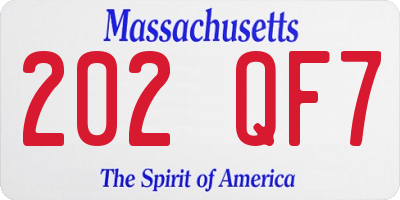 MA license plate 202QF7