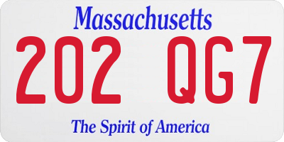 MA license plate 202QG7