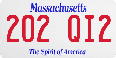 MA license plate 202QI2