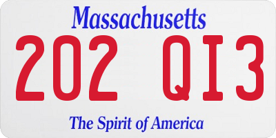 MA license plate 202QI3