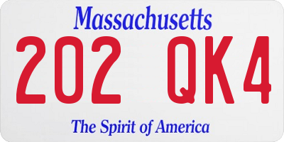 MA license plate 202QK4