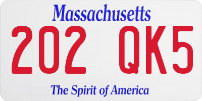 MA license plate 202QK5