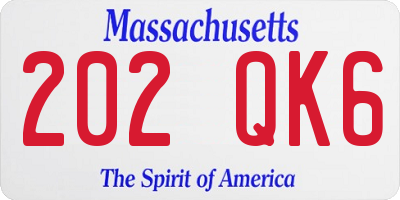 MA license plate 202QK6