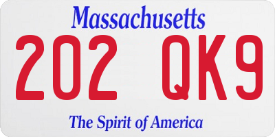 MA license plate 202QK9