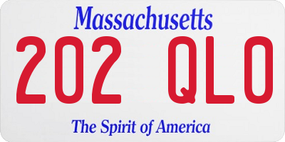 MA license plate 202QL0