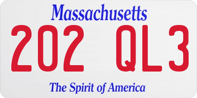 MA license plate 202QL3