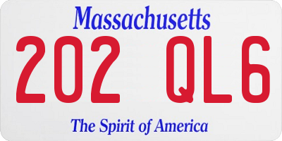 MA license plate 202QL6
