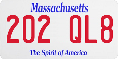 MA license plate 202QL8
