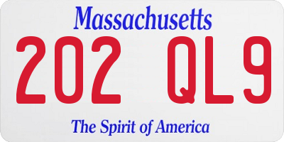 MA license plate 202QL9