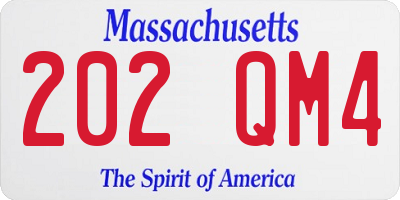 MA license plate 202QM4