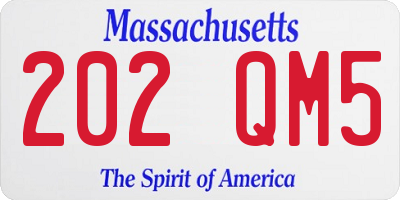 MA license plate 202QM5