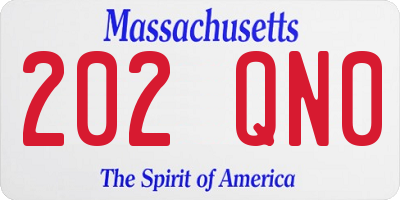 MA license plate 202QN0