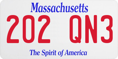 MA license plate 202QN3